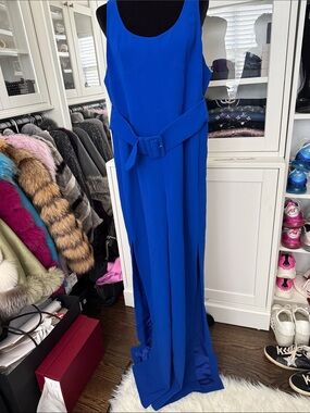 Jonathan Simkhai Royal  Blue Belted Sleeveless open Leg Jumpsuit